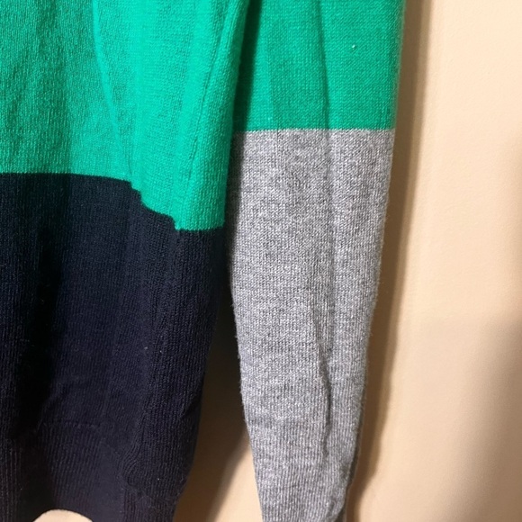 jcp Cashmere Blend Color Block V Neck Sweater Large Preppy Academia Y2K Vintage - Picture 6 of 8